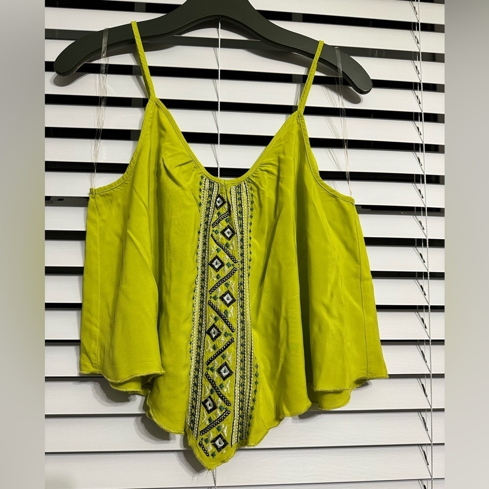 #9)  Society Girl green embroidered crop top